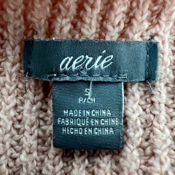 Aerie Womens Pink Split Neck Long Sleeve Knitted Pullover Sweater Size Small - Picture 10 of 10